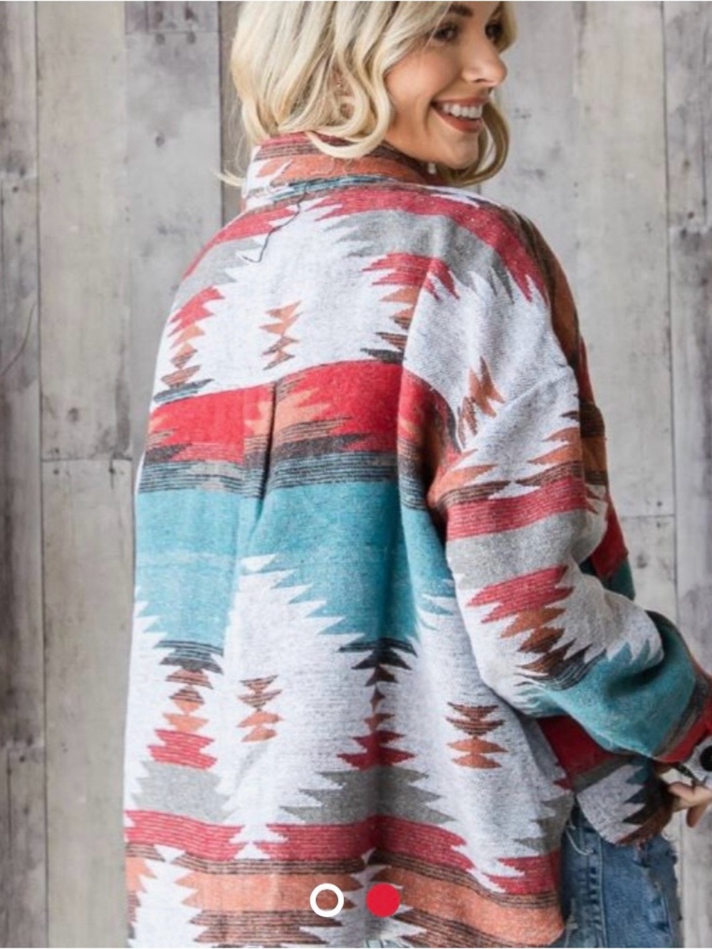 Aztec Cropped Button-Up Veveret Jacket | small-medium
